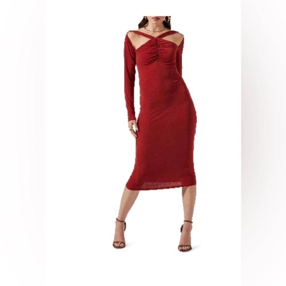 NWT ASTR The Label Cutout Long Sleeve Body-Con Dress